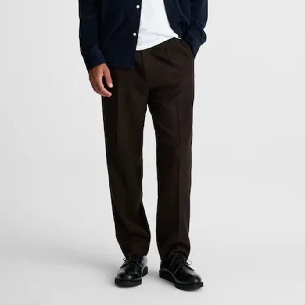 Madewell Men's Officer Pants in Wool Blend Chocolate Brown Size 34 NWT